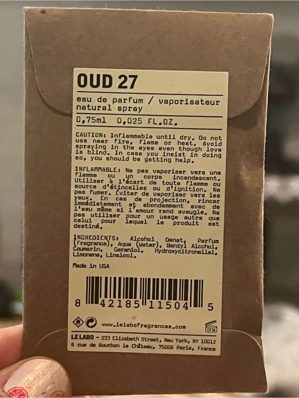 New Le Labo OUD 27 Perfume